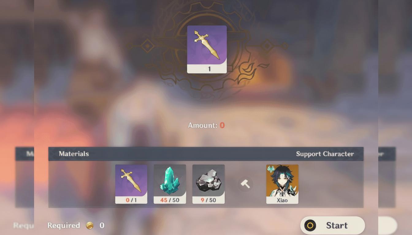 Genshin Impact weapon crafting interface displaying required materials including Northlander Billets