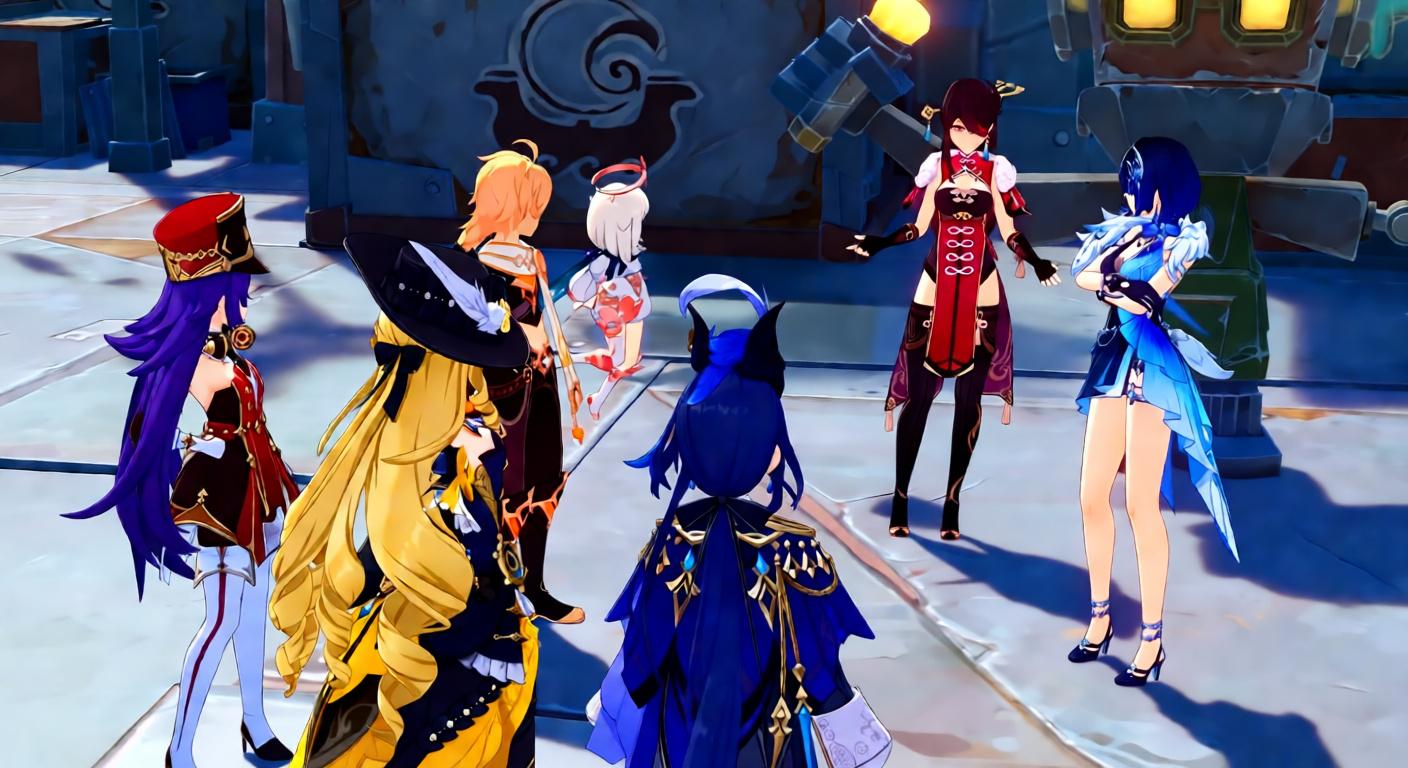 Genshin Impact character lineup used to choose a four-character core before expanding the roster