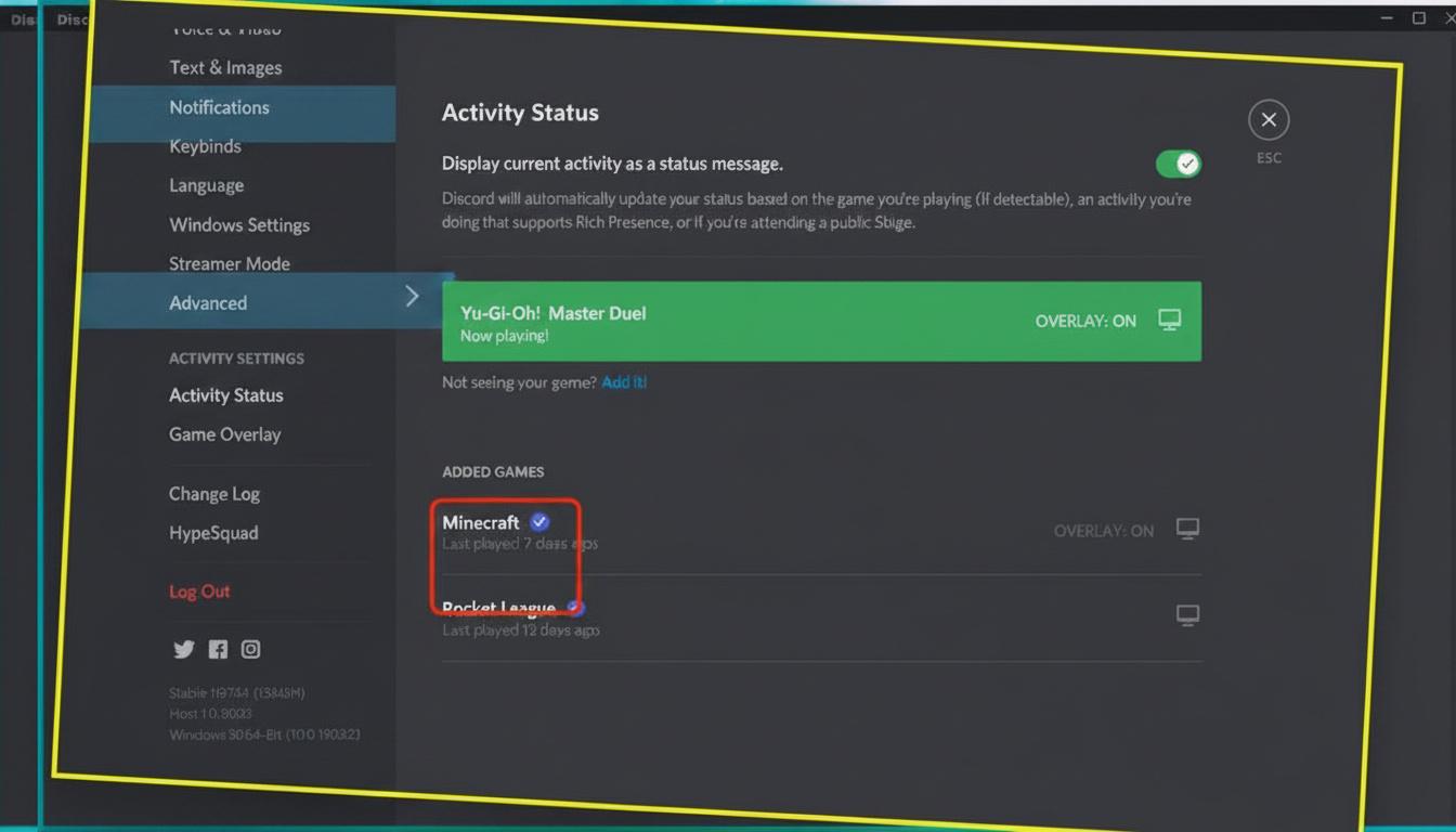 the Discord application settings with 'Game Overlay' selected in the left navigation pane