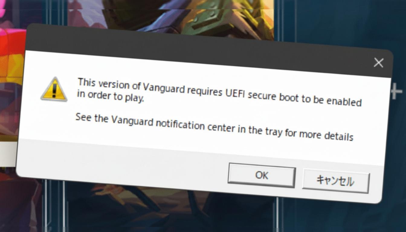 Valorant Vanguard error message VAN9003 about UEFI secure boot