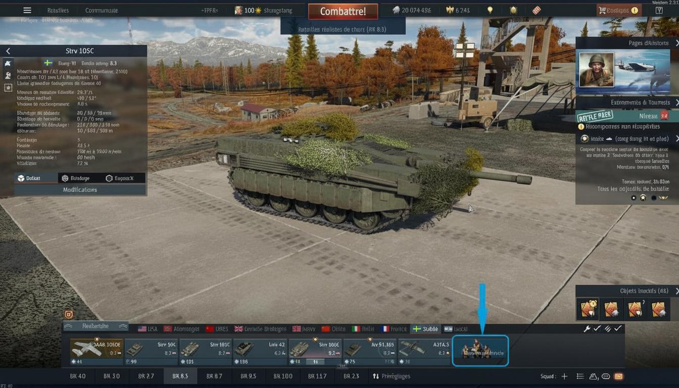 War Thunder hangar screen showing crew slots at the bottom, with some locked slots displaying unlock costs in Silver Lions
