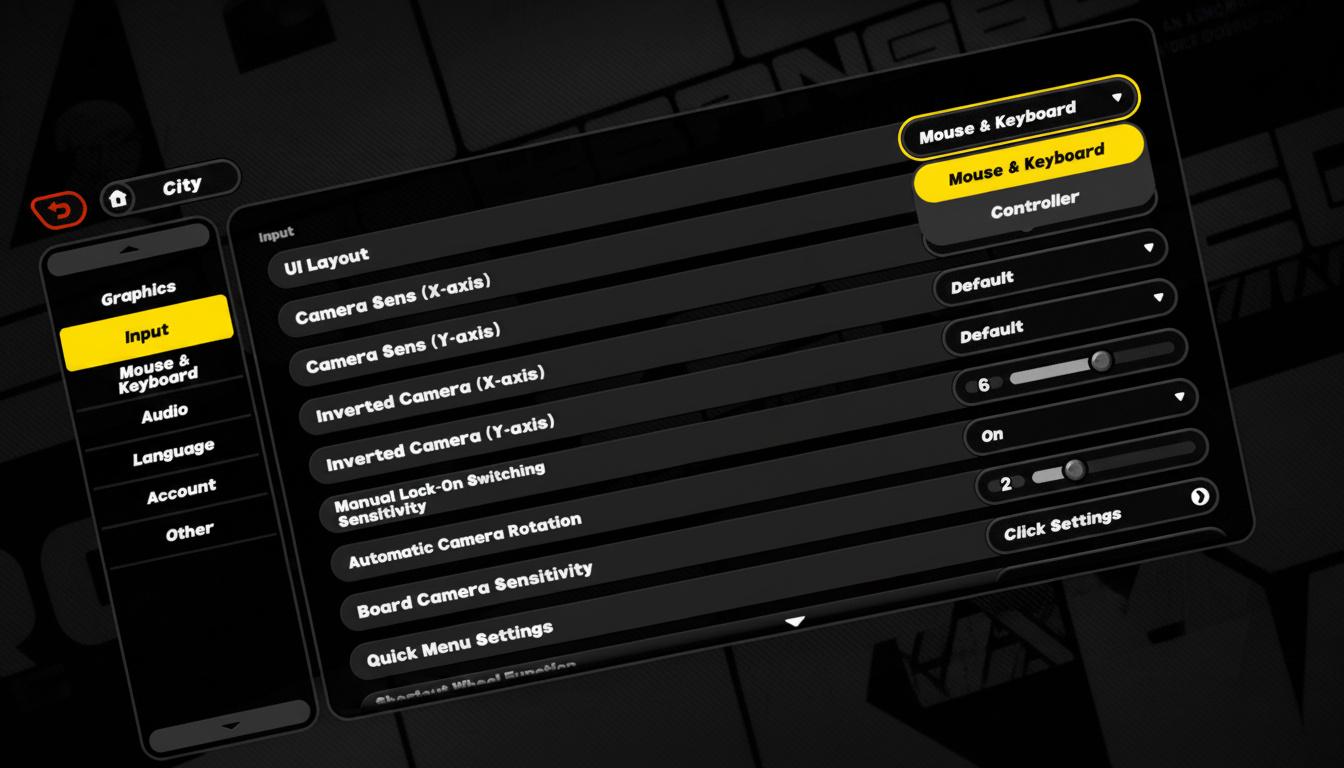 the Input menu in Zenless Zone Zero, showing options for camera sensitivity, inversion, and automatic camera rotation
